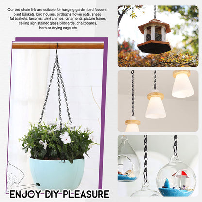 Swpeet 15Pcs Black 9.5 Inch Garden Plant Hangers Hanging Chain Assortment Kit, Garden Plant Hangers Hanging Basket Chains for Decorative