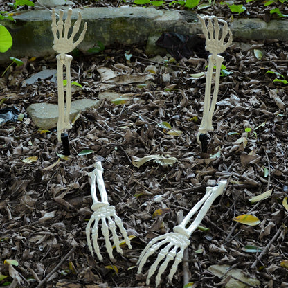 AOFOX Halloween Realistic Skeleton Stakes Zombie Ghost Arm Stake Severed Plastic Skeleton Hands Yard Signs for Lawn Stakes Garden Halloween Props Decoration(10 Pcs White)