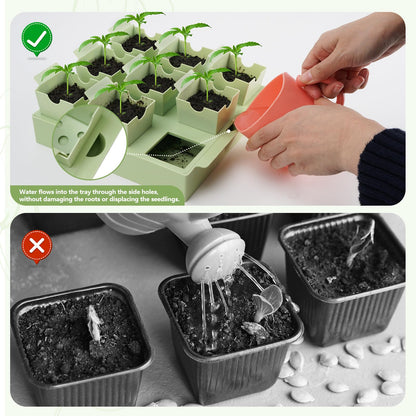 GREENBAZZAR Seed Starter Tray, Dual-Purpose Handles for Transplanting & Labeling, 9 Deep 2.3 in Cells, Extra-Thick Reusable Germination Kit, for Indoor, Outdoor & Greenhouse Use