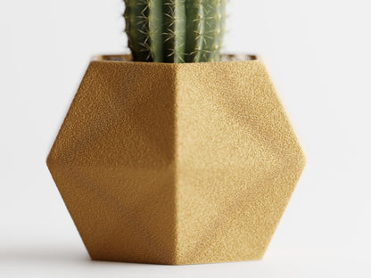 Gallery of Drip 【GeoTrio Modern Geometric Planters】– 3-Piece Faceted Pot Set for Succulents, Cactus, and Indoor Plants – Minimalist Desk Decor, Stylish Gift for Plant Lovers (Gold)