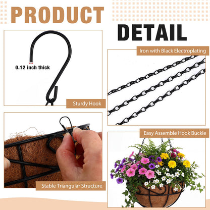 Otoolling 20 Pack 23 Inch Hanging Basket Chain Plant Hanging Chains with Hook Flower Pot Hangers Metal Plant Hanger Replacement Pot Holder for Planters, Bird Feeders and Lanterns