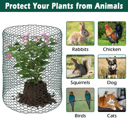 Patioer 16IN x 50Ft Plant Protectors from Animals, Wire Plant Cages for Outdoor, Chicken Wire Mesh Cloche with Plier Ground Stakes Gloves & Nylon Ties