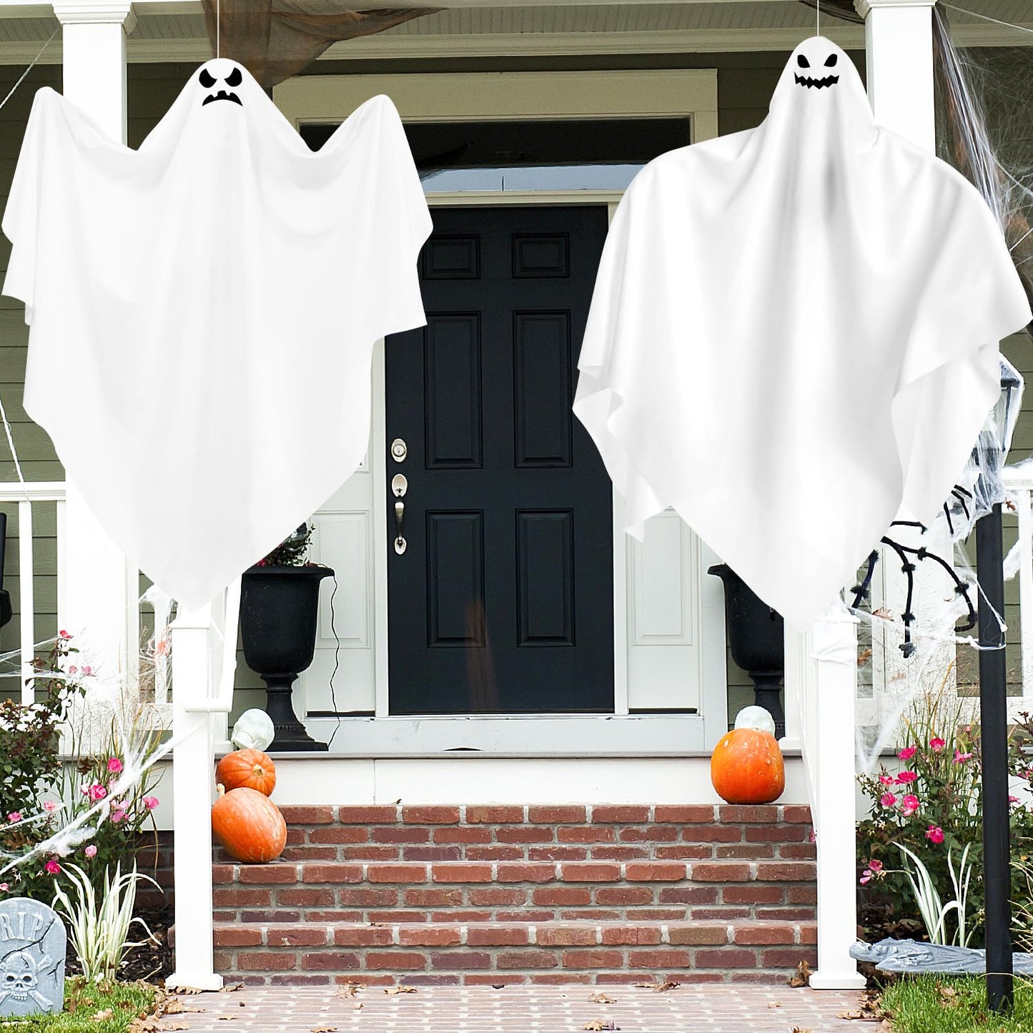 3 Pack Halloween Hanging Ghosts Decor, Outdoor Hanging Ghosts, Ghost of Halloween Decorations, 28" Flying Ghost Halloween Party Decor for Front Yard Patio Lawn Garden Trees Indoor Outside Holiday