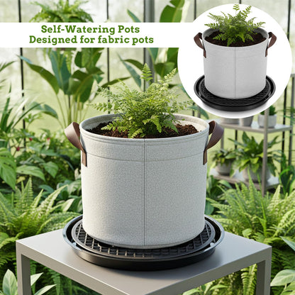 Yuanan 4 Pack 14 Inch Self-Watering Fabric Pot Base,Plant Saucers for Indoors, Plastic Plant Saucer Stand Elevated Plants Saucer Stand for Non-Woven Planter Flower Pot Growth Tent Indoor Outdoor