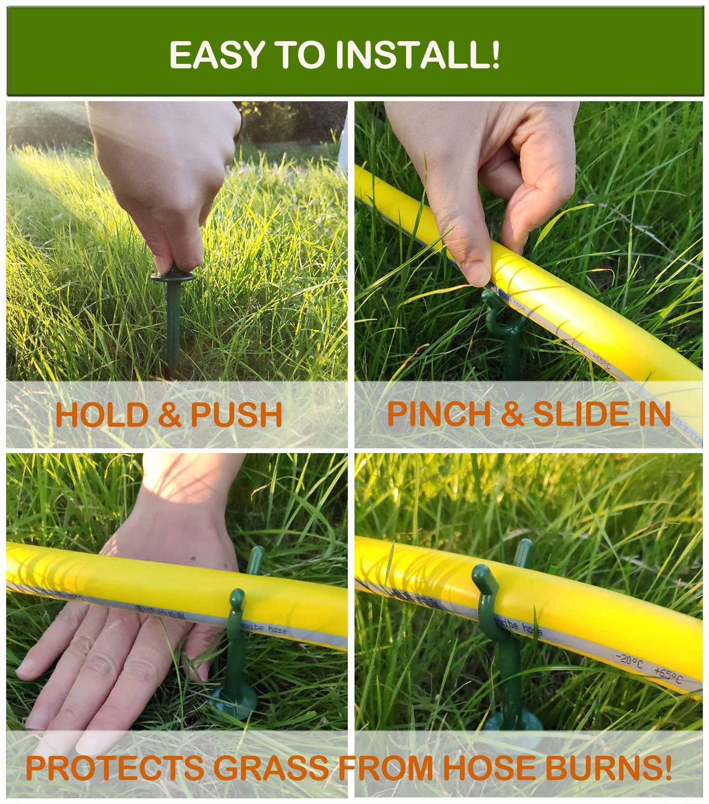 Garden Hose Holder Stake Set of 36 - Durable Plastic fits 3/4 inch Hose Guides for Lawn,Yard & Plant Care, Soaker Hose Support, Kink-Free Watering (Fits 3/4” Hoses)