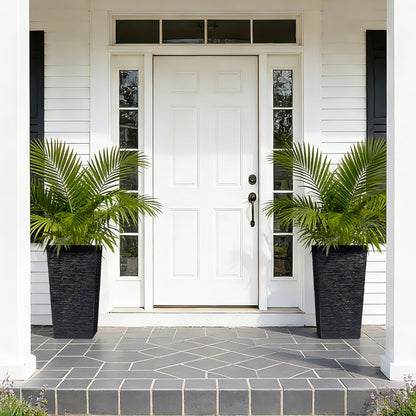 Garvee 22.5" Tall Planters, 3 pcs Outdoor＆Indoor Black Planter Pots, High Front Porch Planter Pots with Drainage Holes, Black