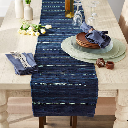 DII Handmade Chindi Tabletop, Reversible and Machine Washable, Table Runner, 14x72, Nautical Blue