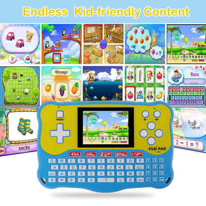 Kids Tablet/Baby Learning Pad with 102 Activities/Toddler Tablet with ABC/Words/Music/Math Interactive Educational Electronic Toys Gifts Handheld Game for Preschool Boys Girls Ages 3-12 (Blue-)