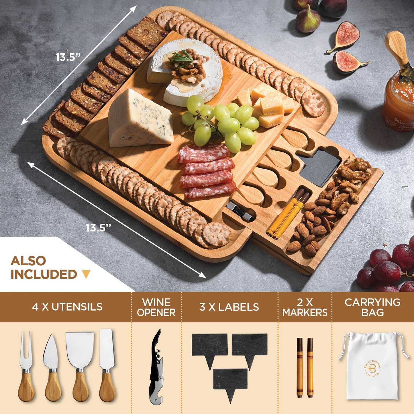 Charcuterie Board Gift Set - Bamboo Cheese Board and Knife Set - Housewarming Gifts for New Home, Wedding Gifts for Couples 2025, Bridal Shower Gifts, Birthday Gifts for Women