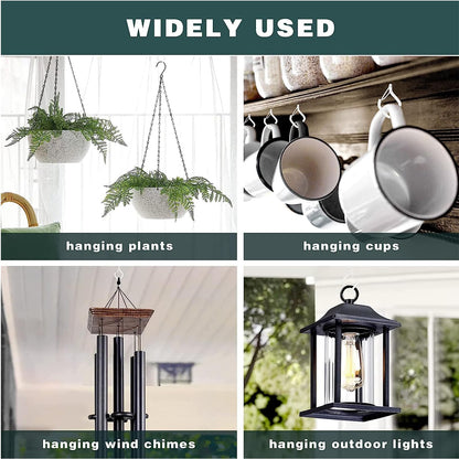 Ticway 30 Pcs Outdoor Hooks for String Lights,Screw Hooks for Hanging Plants,Ceiling Hooks with Safety Buckle,Square Hanger for Wind Chimes,Bird Feeder,Lanterns,Christmas Decorations (White)