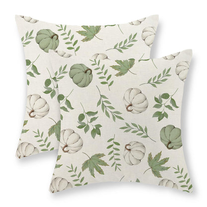 Gohdiwh Fall Pillow Covers 18x18 Set of 2 Sage Green Pumpkin Maple Leaf Fall Decor Pillowcase Autumn Thanksgiving Decorations Outdoor Throw Pillow Covers Linen Farmhouse Cushion Case for Couch Home
