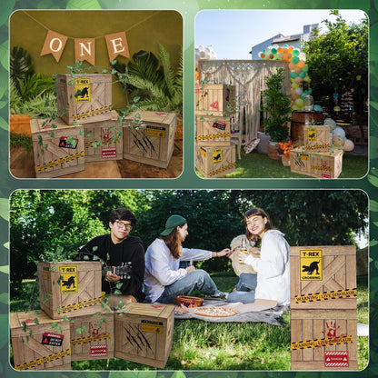 6 Pcs Dinosaurs Table Centerpieces 12 x 12 x 12 Inch Dinosaur Theme Boxes Dinosaur Party Supplies for Birthday Party Woodland Safari Baby Shower Decorations