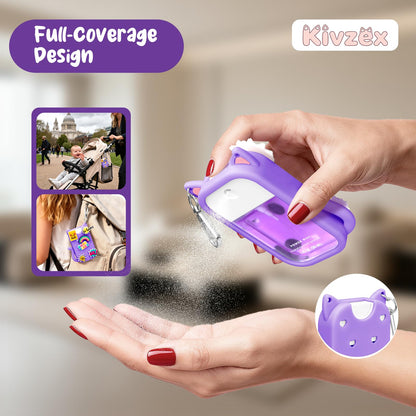 Cat Silicone Case for Touchland Hand Sanitizer Spray with Keychain, Compatible with Power Mist & Glow Mist 1 FL Oz/30ML for Touchland Case, with Charms Accessory Cute Travel Cover Sleeve Purple