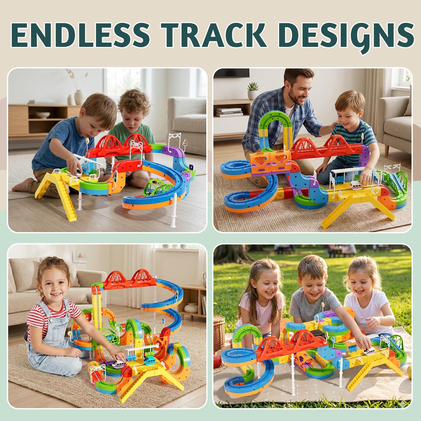 Wdebay Click Rail Electric Train Set 3D Magic Flexible Race Track for Kids 3 4 5 6 7 8 Years Old, Race Car Track with Anti-Gravity, Educational STEM Toy for Boys Girls Birthday (Ultimate Set)