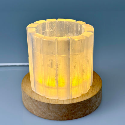 Selenite Candle Holder Natural Cylindrical Tealight Holder