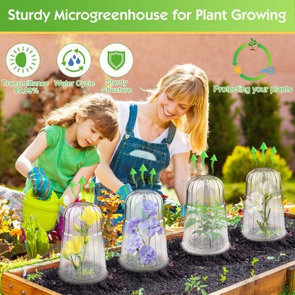 SEOIMU 20 Pcs Upgraded Transparent Garden Cloches for Plants, Reusable Plant Covers, Plant Protectors from Animals for Garden Plants, Plant Covers Freeze Protection, Compatible with Slug Collar