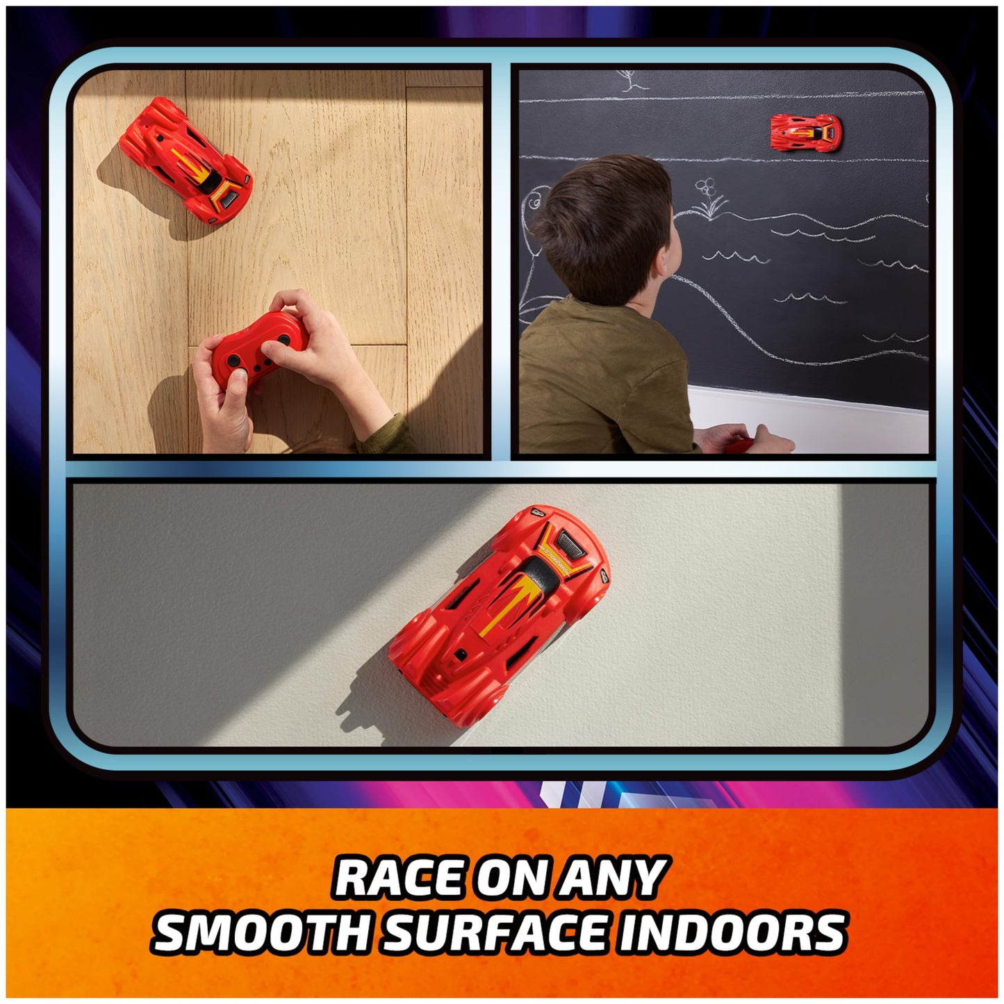 Air Hogs, Zero Gravity Sprint RC Car Wall Climber, Red USB Micro B Rechargeable Indoor Wall Racer, Over 4-Inches, Kids Toys for Kids Ages 4 and up