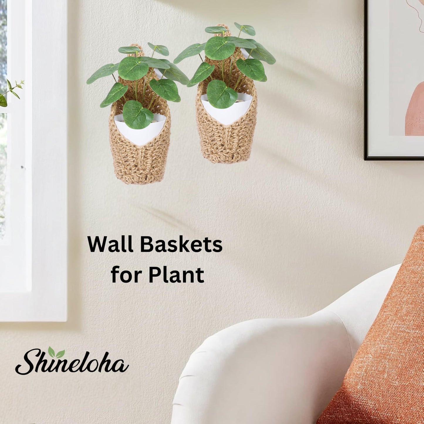 Shineloha 2 Pack 4-inch Hanging Planters for Indoor Plants, Macrame Wall Plant Hanger | Wall Plant Holder, Wall Planters for Indoor Plants (2 Pack, up to 4 inch Pot)