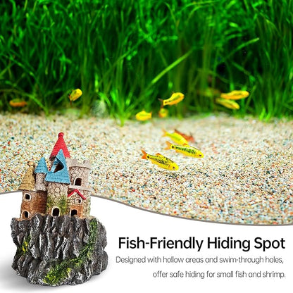 Fish Tank Castle Aquarium Decor – Large Resin Aquarium Ornaments for Aquarium Decorations, Safe Hideout Cave for Small Fish & Shrimp, Fairy Tale Fish Tank Accessories for Aquascape & Gifts