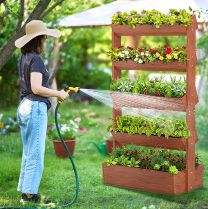 UrGROWA Wooden Vertical Raised Garden Bed, 5 Tier Garden Planters Raised Beds Freestanding Plant Stand Flower Rack Wooden Planter Box for Plants Herbs Flowers Vegetables Outdoor Indoor Gardening