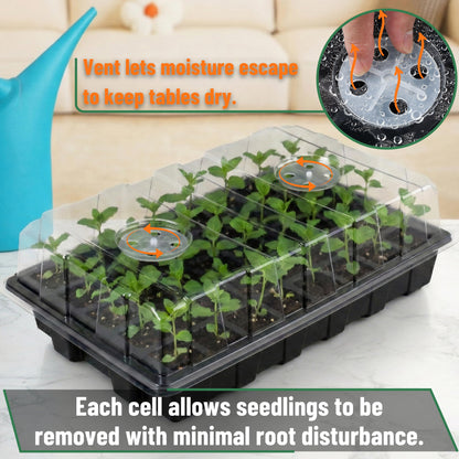 Mr. Pen- Seed Starter Tray Kits, 5 Set, Total 200 Cells, Durable Plant Germination Trays with Humidity Vented Domes and Bases, Ideal for Seed Starting, Indoor Gardening and Greenhouse