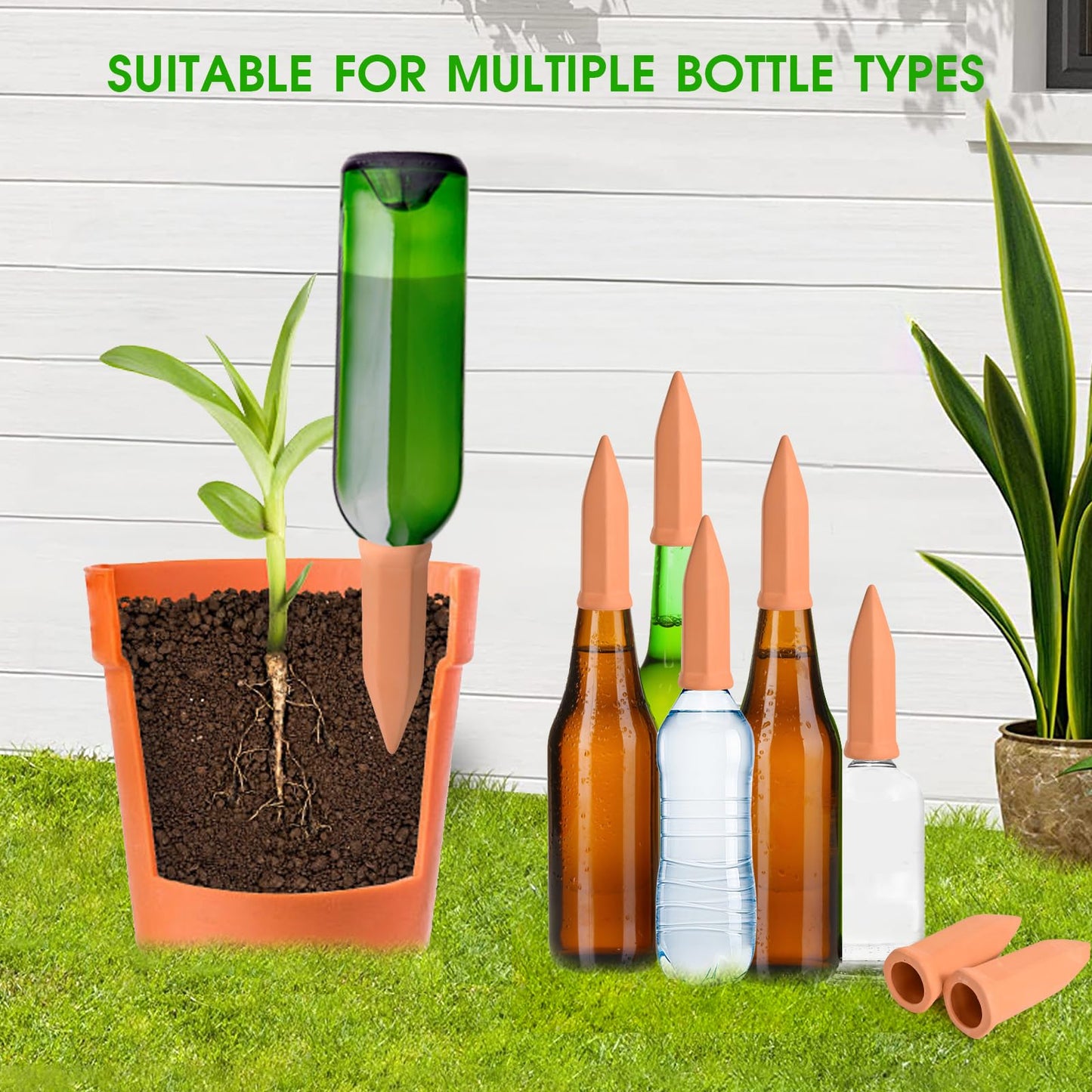 APPD Terracotta Watering Stakes10 Pack Automatic Plants Watering Devices Terracotta Self Watering Spikes for Wine Bottles Great for Indoor & Outdoor Plants