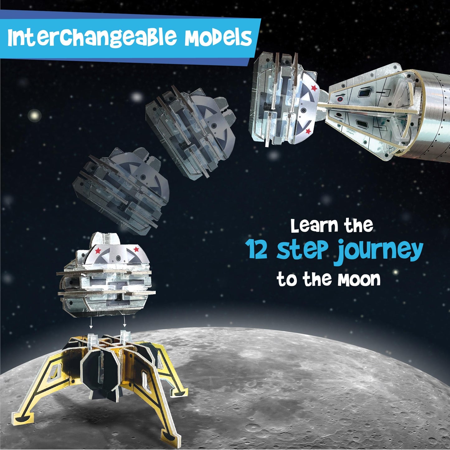 Imagimake Mapology Man's Journey to Moon | NASA Mission Apollo 11 | Rocket & Satellite Model Making Set | Space Toys for ages 8-13 | Educational Science Kits for Kids Age 8-12 | Gifts for Boys & Girls