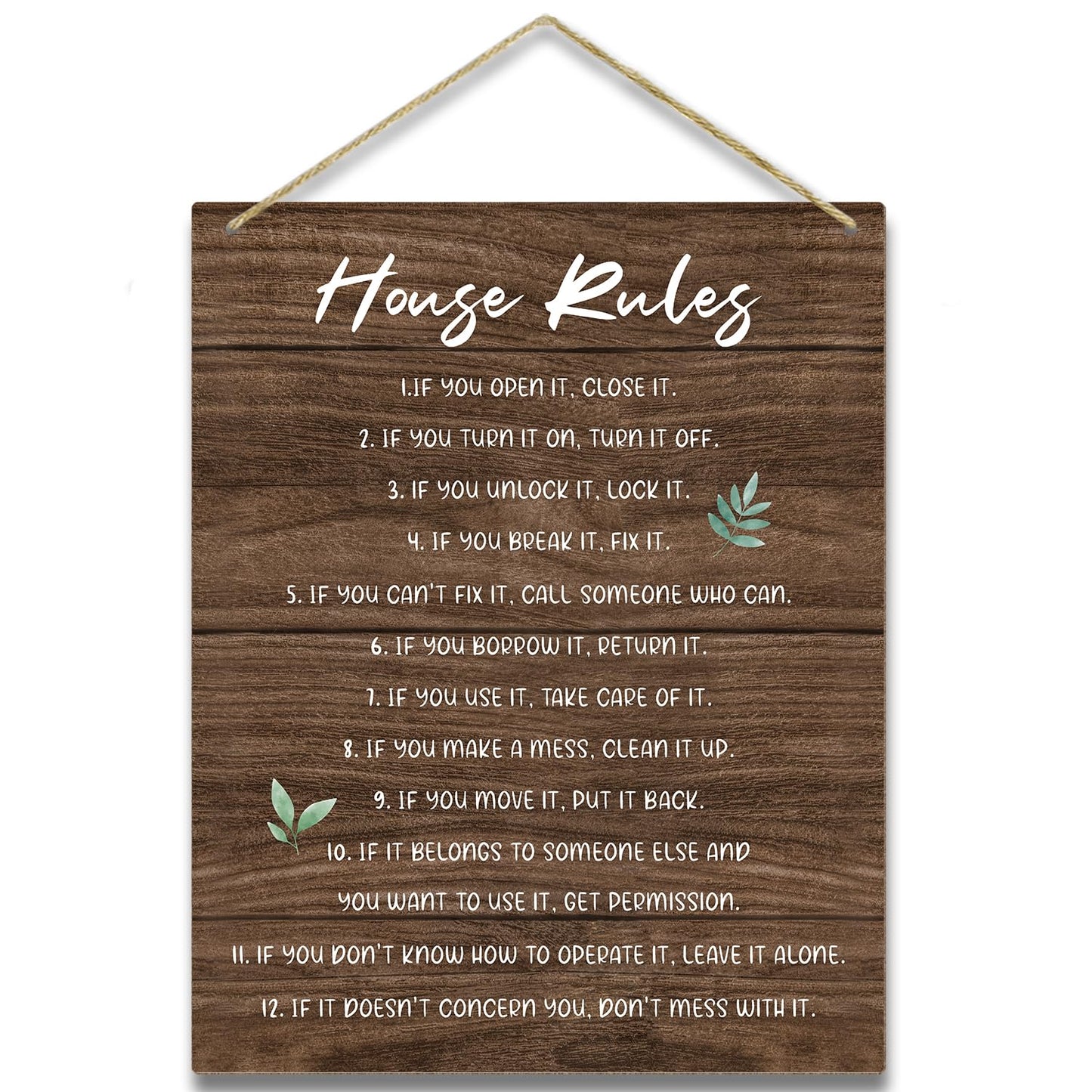 House Wooden Sign, Housewarming Gift For Women Men Friend Coworker, House Rules Sign Wall Sign Hanging Sign House Decorations Living Room Decorations For Home -02