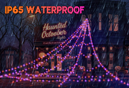 LED Spider Web Lights for Halloween Decorations Outdoor - 616 LEDs, 8 Lighting Modes, 16.4 Ft Light Up Giant Web (Purple & Orange)