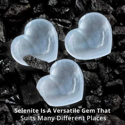 Himalayan Glow A-1057H Selenite Heart Stone Crystal 10cm White 1 Count
