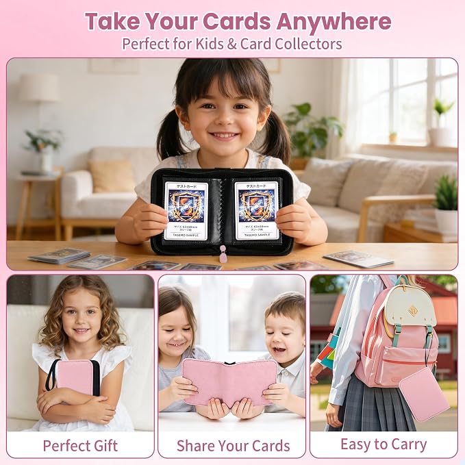 Mini Trading Card Binder Album, 1 Pocket Card Binder with 20 Double-Sided Pages 40 Pockets, Side Loading Small Card Binder for Trading Cards, Single Card Holder Book for Collectors and Kids