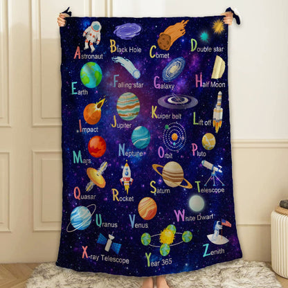ARTBLANKET Space Alphabet Throw Blanket Fannel Fleece Super Soft Funny Blanket Travel Throw Blanket for Bed Couch Sofa 40 x 30 Inch for Baby