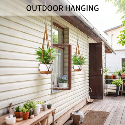 IDEEEPAN Macrame Plant Hanger - Fits 6 to 15 inches Pots for Indoor Outdoor, 43 Inch, Set of 2, Brown (POTS NOT Included)