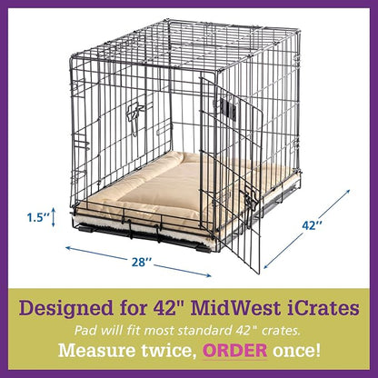 Pet Dreams Dog Crate Pad - Washable Kennel Mat, Crate Pads for Dog Cages, Non-Toxic, Flat Indoor Cat Bed, Fits iCrate 18, 24, 30, 36, 42, 48 Inches (Ivory, X Large, 42")