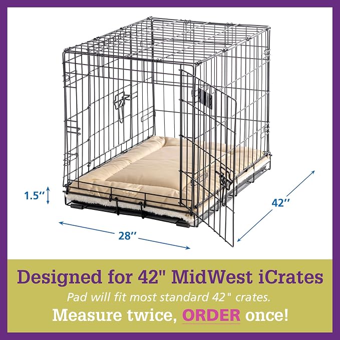 Pet Dreams Dog Crate Pad - Washable Kennel Mat, Crate Pads for Dog Cages, Non-Toxic, Flat Indoor Cat Bed, Fits iCrate 18, 24, 30, 36, 42, 48 Inches (Grey, X Large, 42")