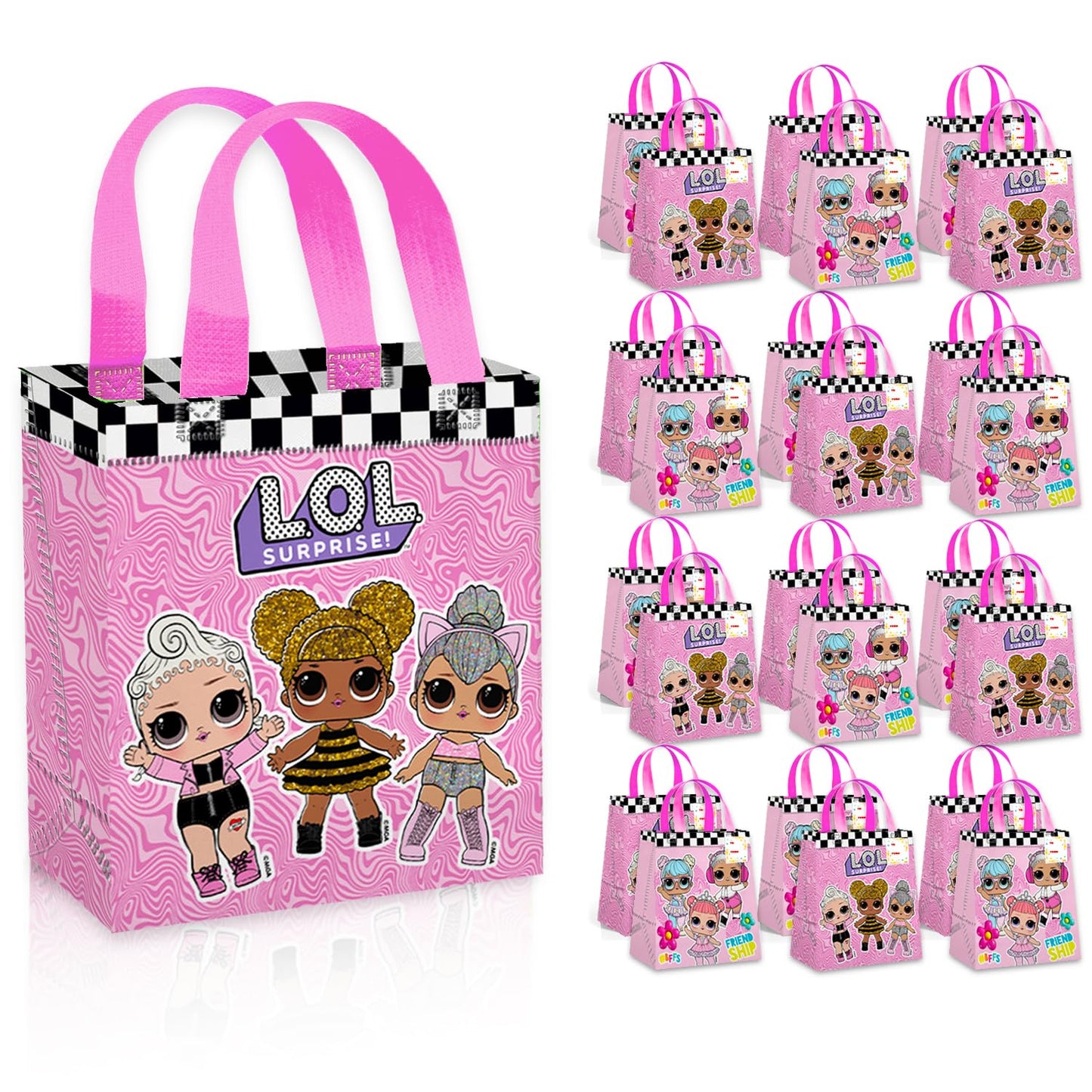 LOL Surprise Party Favor Bag Set – 24 Pack of 8" Goodie Bags for Kids Bulk Reusable Mini Totes | LOL Surprise Birthday Supplies for Girls, Kids