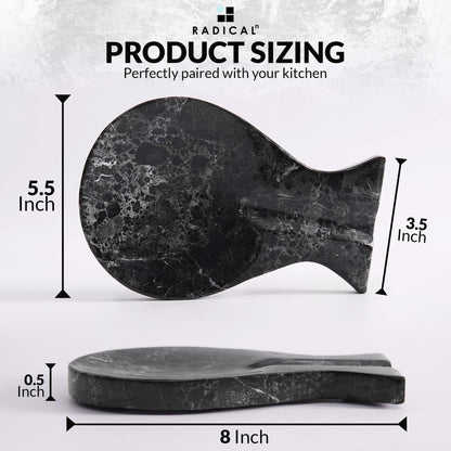 Radicaln Marble Spoon Rest for Stove Top 8" Inches Black Handmade Spoon Holder For Kitchen Utensils, Ideal Heat-Resistant Cooking Utensil Rest, Modern Farmhouse Kitchen Décor