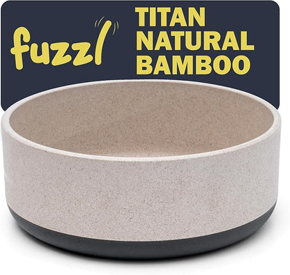 Fuzzl Titan Bamboo Dog Bowl Medium with Ultra Grip Rubber Base Pet Bowl 7 inch
