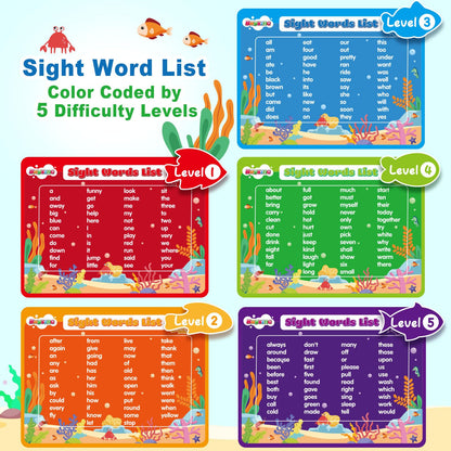 BAYSING Wooden Magnetic Sight Word Fishing Game for Toddlers, Alphabet Fish Catching Games Puzzle with Letters, Homeschool Sight Word Educational Toy for Age of 3,4,5,6 Year Old Kids, Boys & Girls