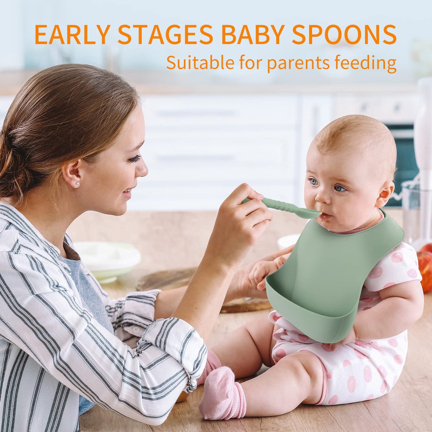 ME.FAN Silicone Baby Feeding Spoons [6 Pack] - First Stage Infant Spoons, Training Spoon for Self Feeding Babies and Toddlers