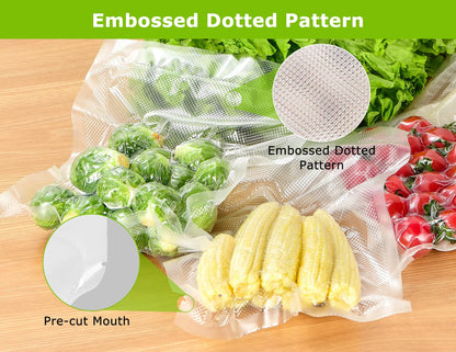 Bonsenkitchen Precut Vacuum Sealer Bags 200 Quart 8" x 12", BPA Free, Commercial Grade Textured Food Vacuum Sealer Bag, Thick Embossed Bags for Storage and Sous Vide Cooking VB3208