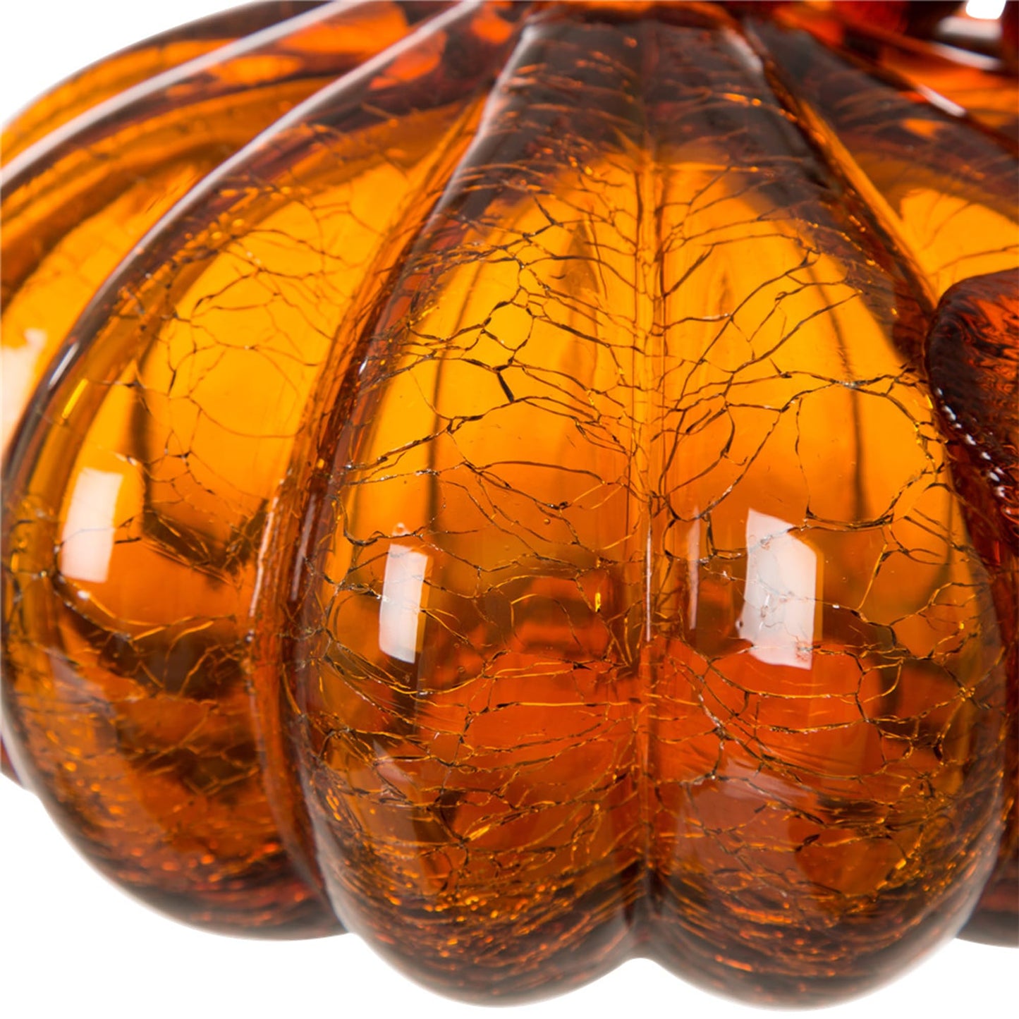 Glitzhome Hand Blown Glass Pumpkin Decor 5.5" Amber - Artisan Fall Table Centerpiece for Thanksgiving Harvest Home Decor Halloween Displays
