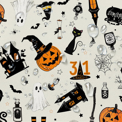 Yighty Oval Halloween Tablecloth 60x84In,Horror Pumpkin Castle Skull Tablecloth,Polyester Waterproof Wrinkle-Resistant and Durable Table Cloth,Suitable for Halloween,Parties,Holiday,Kitchens