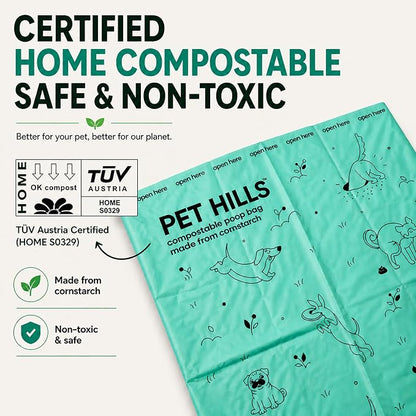 Heavy Duty Compostable Dog Poop Bags – 120 Count, Extra Thick 20 Micron, Leakproof & Unscented, Fits All Dispensers, Plant-Based Cornstarch, TÜV OK Compost HOME Certified