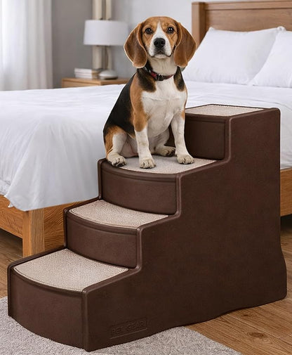 Pet Gear Pet Step IV Pet Stairs, Coffee Bean | 4 Step, For Cats/Dogs, Removable Washable Carpet Treads, Supports 150 Pounds, No Tools Required