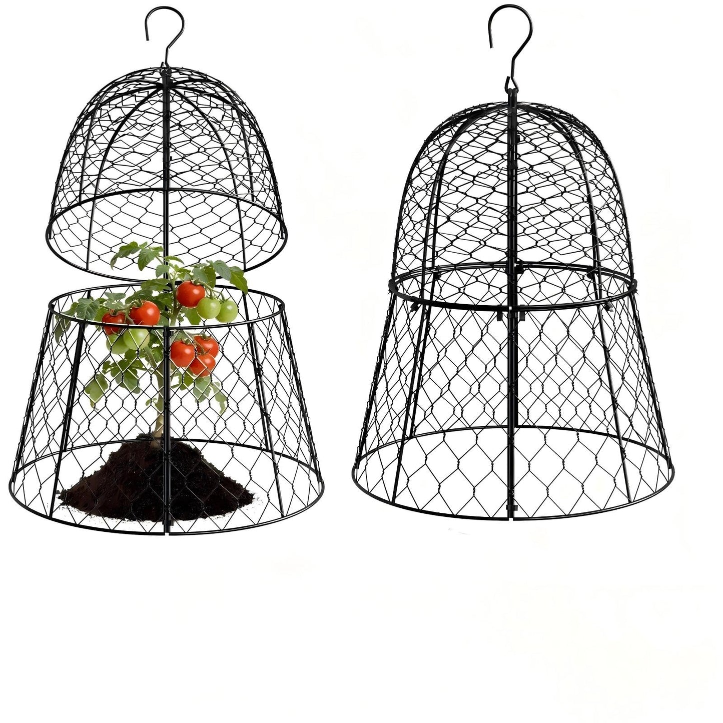 2PCs Plant Protectors from Animals, Metal Garden Cloches for Outdoor Plants, 4-in-1 Modular Design, Anti-Rust Coated Chicken Wire Cages to Keep Squirrel, Rabbit, Bird Out, 13'' x 11.8''