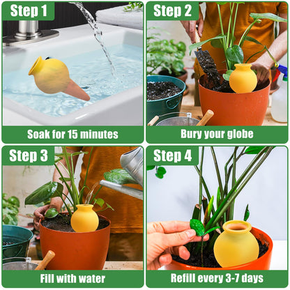 4 Pack Terracotta Watering Spikes, Self Watering Globes, Slow Release Self Watering Planter Insert, Plant Watering Globes for Indoor and Outdoor Plants