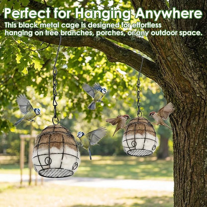 2Pcs Bird Nesting Material Holders with Natural Mixing Cotton Materia for Wild Birds Nesting Station, Refillable Hummingbird Nesting Material Cage Holder for Bird Lover Hummingbird House Material