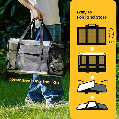 Conlun Soft-Sided Cat Carrier for Small-Medium Cats, Puppies up to 15 Lb, Airline Approved