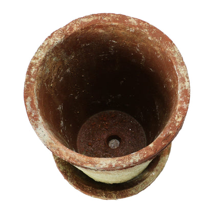 Creative Co-Op Cement Planter with Saucer, Distressed Terra-Cotta Finish, Holds 5" Pot